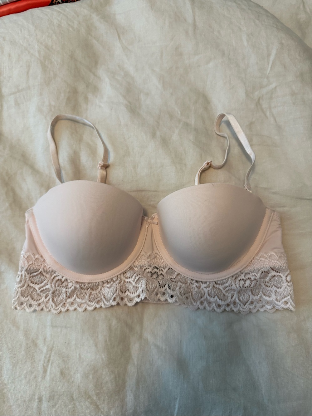 aerie Light Blush Lace Longline Push-Up Bra
